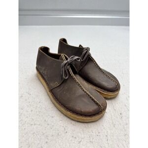 Clarks Originals Desert Trek Shoes Mens Size 8 Brown Leather Moccasin Crepe Sole